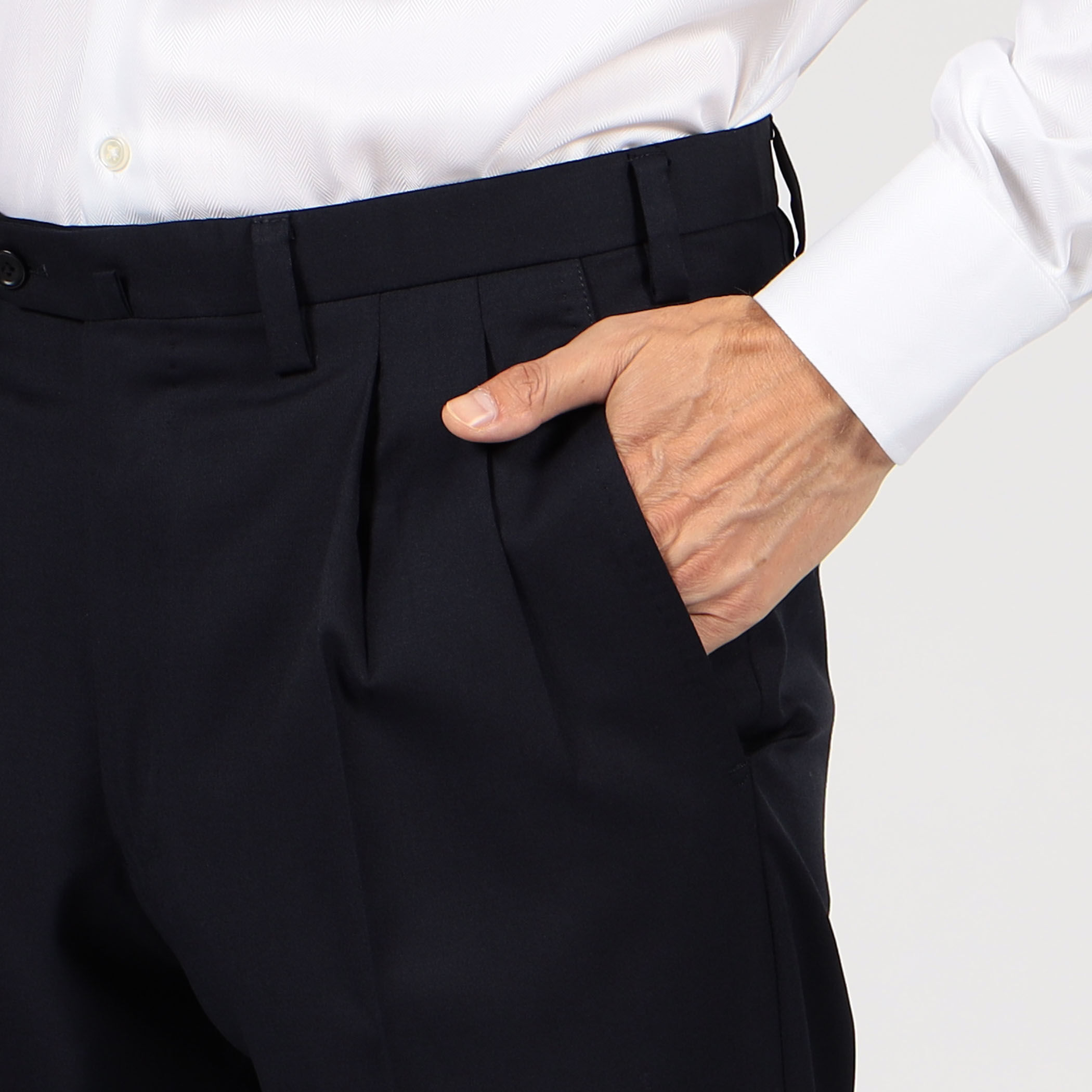 HORIZON TWILL 2プリーツスリムスラックス E.Zegna