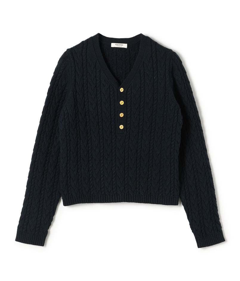 ハイブリットコットンケーブル Vネックプルオーバー
