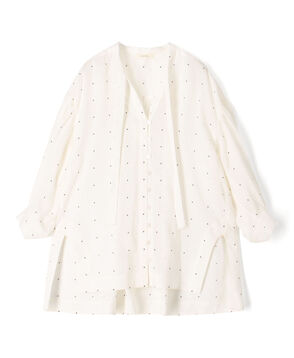【WEB先行予約】 アライメントドットプリント ミドルパフスリーブブラウス