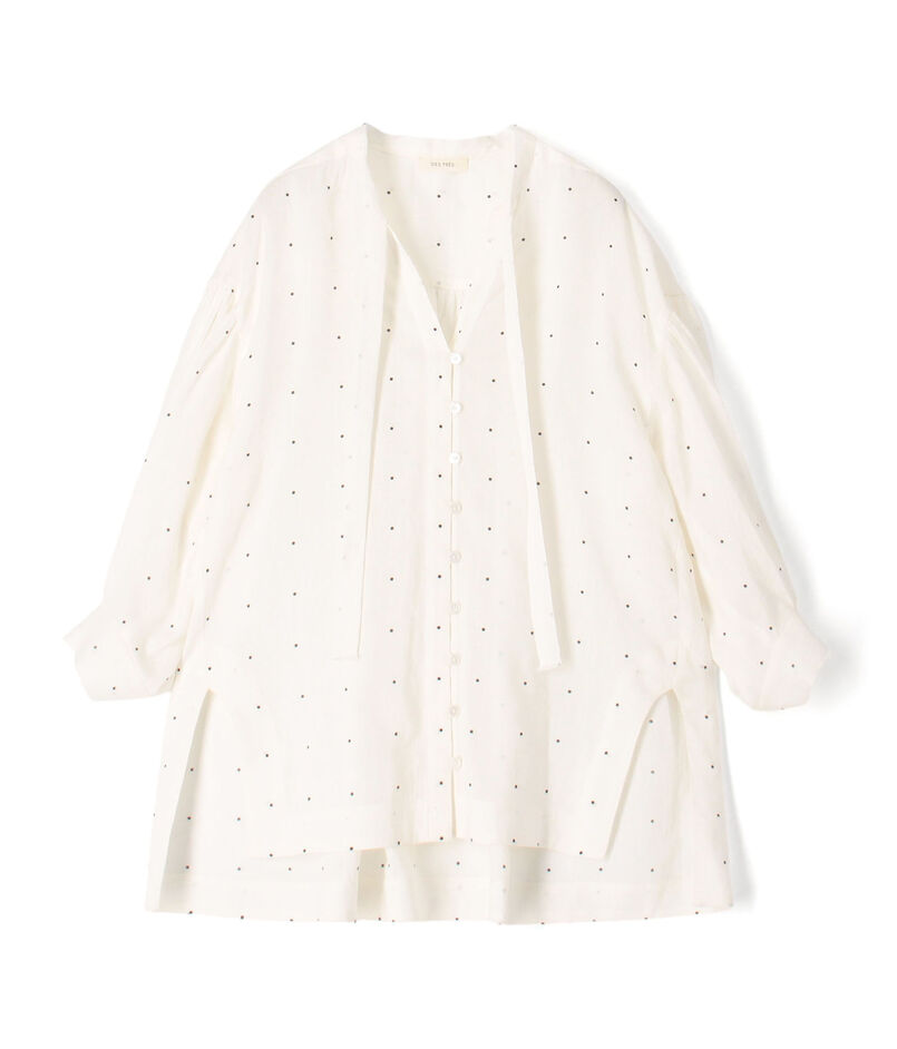 【WEB先行予約】 アライメントドットプリント ミドルパフスリーブブラウス