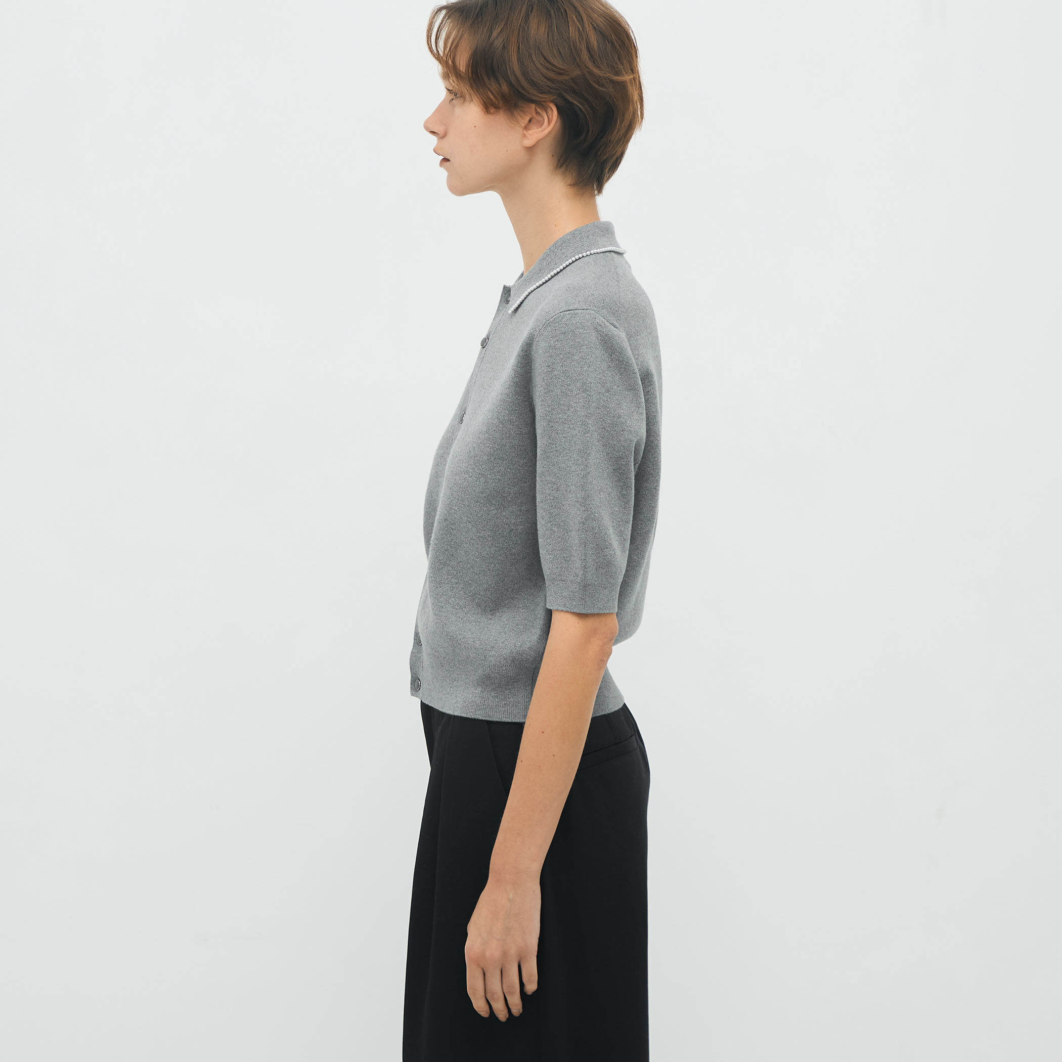 コットンカシミヤ パールポロカーディガン｜トゥモローランド 公式通販