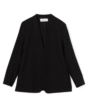 リネンストレッチ ノーカラージャケット