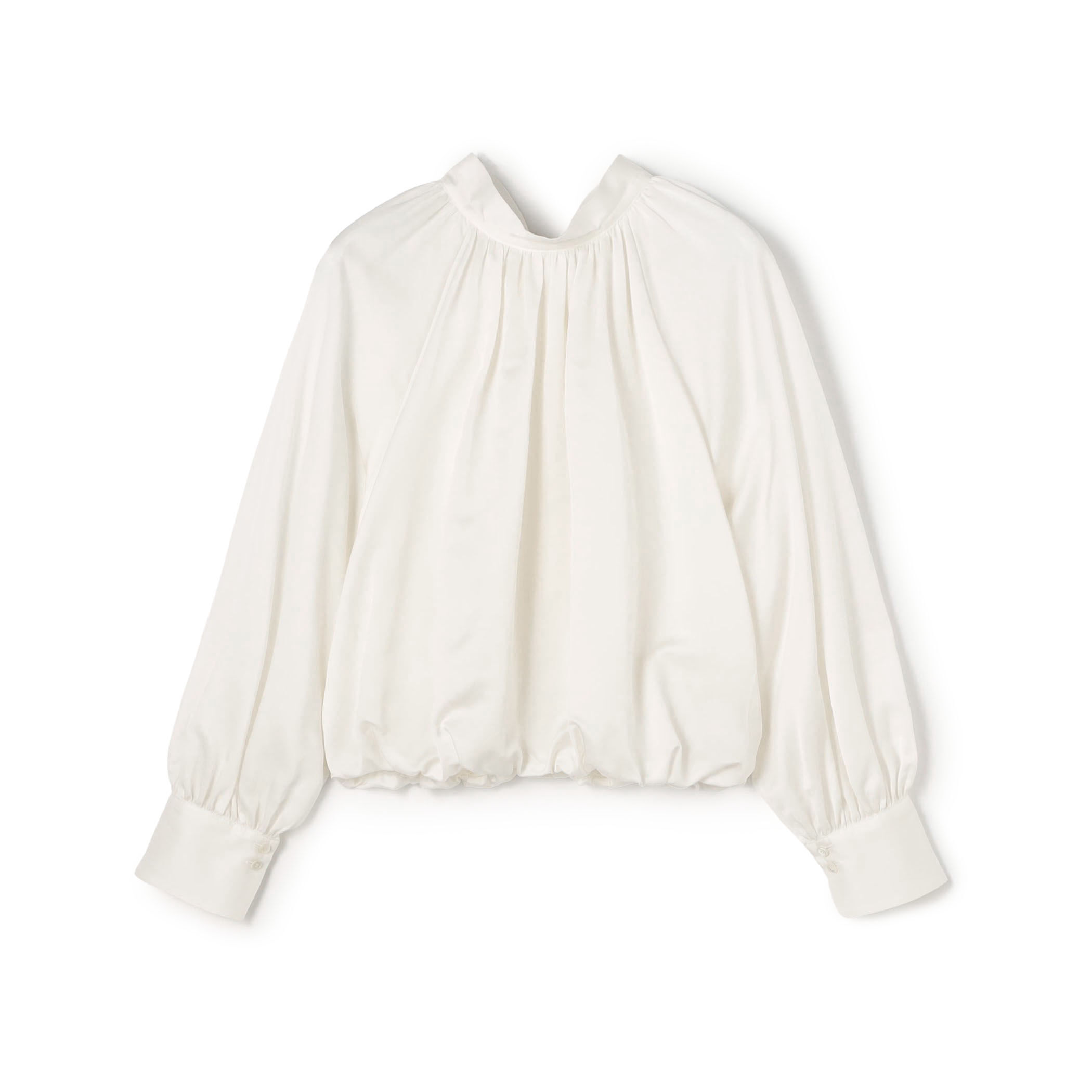 コットンシルクサテン 2-wayボウタイブラウス｜トゥモローランド