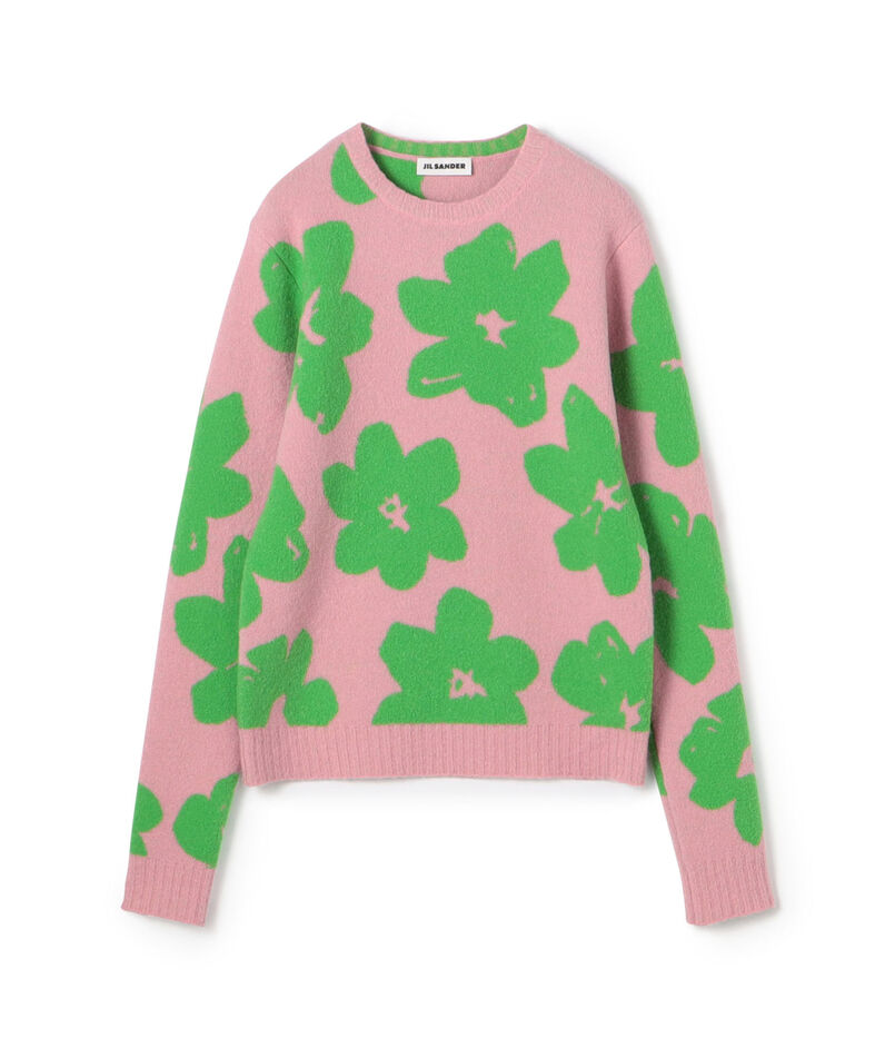 JIL SANDER LS CN JUMPER フラワーモチーフ クルーネックニット