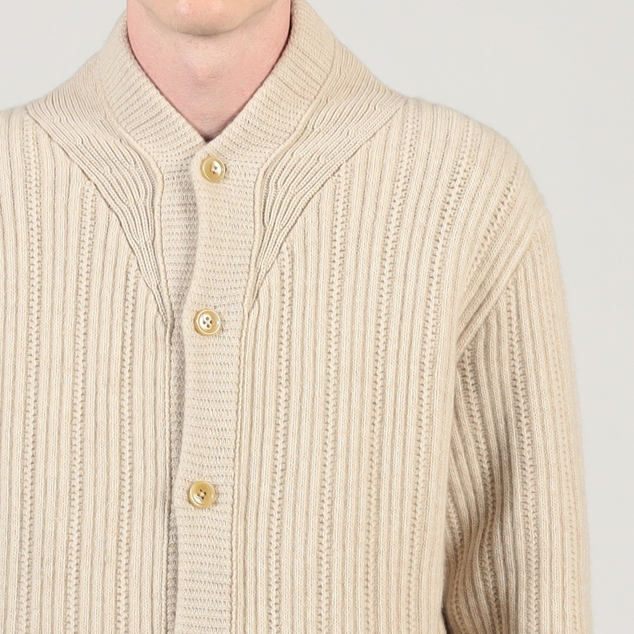 ウールカシミヤシルク リブVネックカーディガン｜トゥモローランド