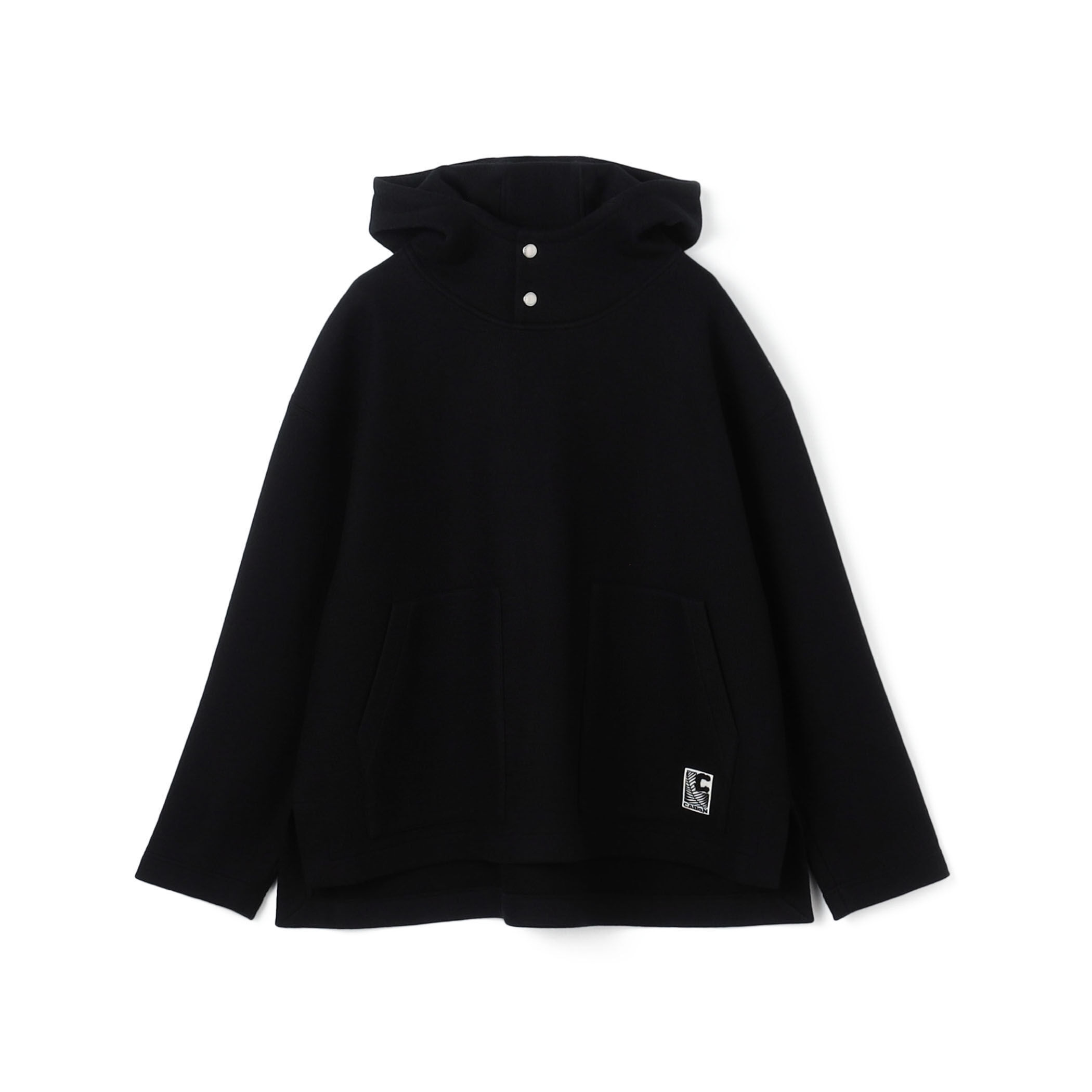 CABaN / CABaN ウールコットンダブルフェイス プルオーバーパーカ / ブラック / L カットソー 新品 ユニセックス ウール50% コットン49% ナイロン1% A 59