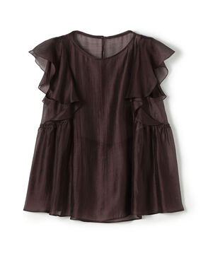 セルロースポリエステルオーガンジー フレアスリーブブラウス