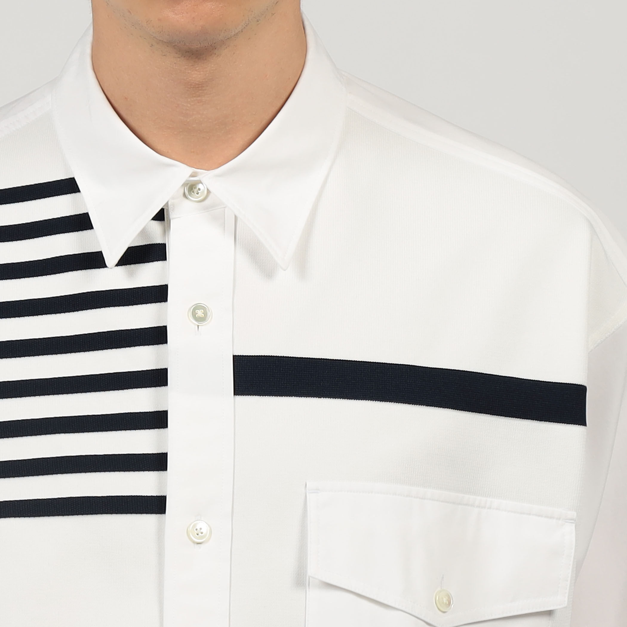 コットンポリエステルニットコンビ レギュラーカラーシャツ