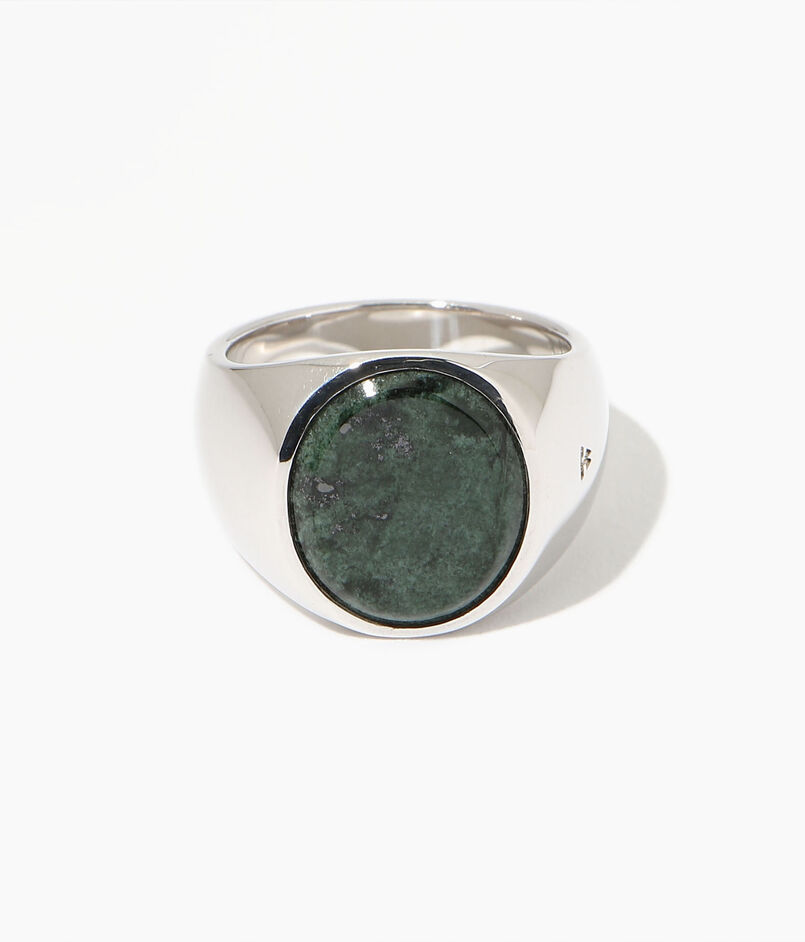 TOM WOOD Oval Green Marble リング