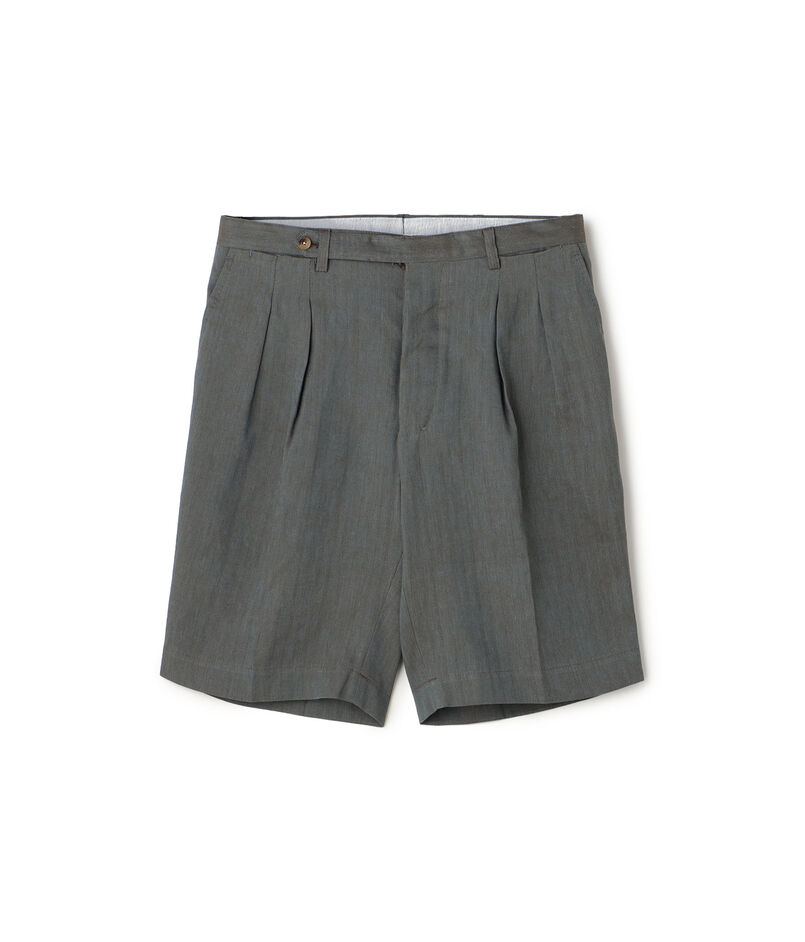 ERRICO FORMICOLA BERMUDA リネンヘリンボーン 2プリーツショーツ