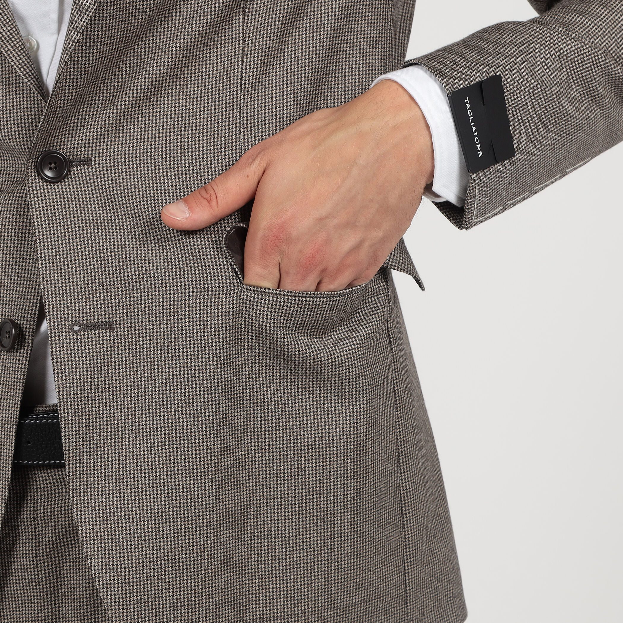 LARDINI ハウンドトゥース ウールベスト　46 別注パブリック 別注】TAGLIATORE ウールサキソニーハウンドトゥース シングルブレス