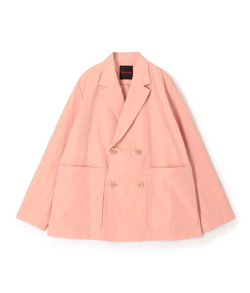 コットンシャンブレー ベルテッドダブルブレストジャケット