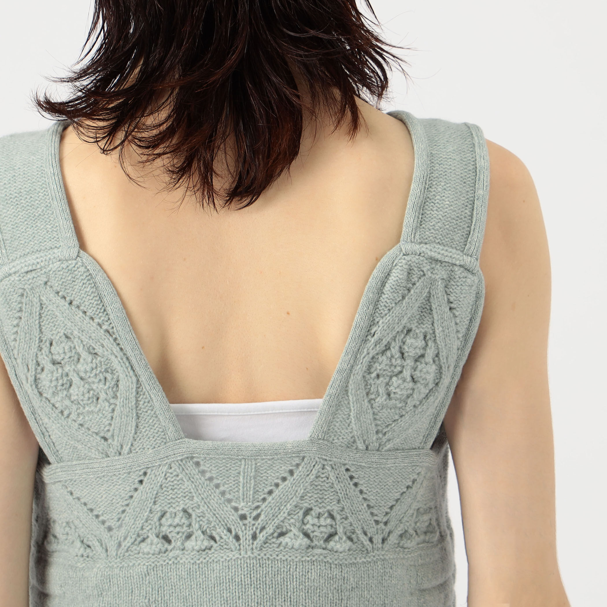 Mame Kurogouchi Multi Pattern Low Gauge Knitted Sleeveless Top