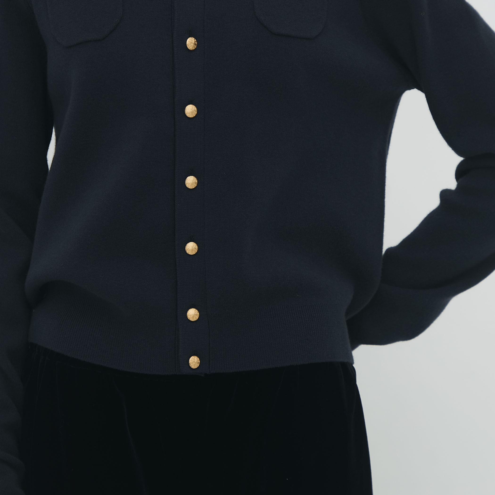 CABaN キャバン コットンカシミヤ レースコンビカーディガン 白 美品 コットンカシミヤ レースコンビポケットカーディガン | CABaN/キャバン