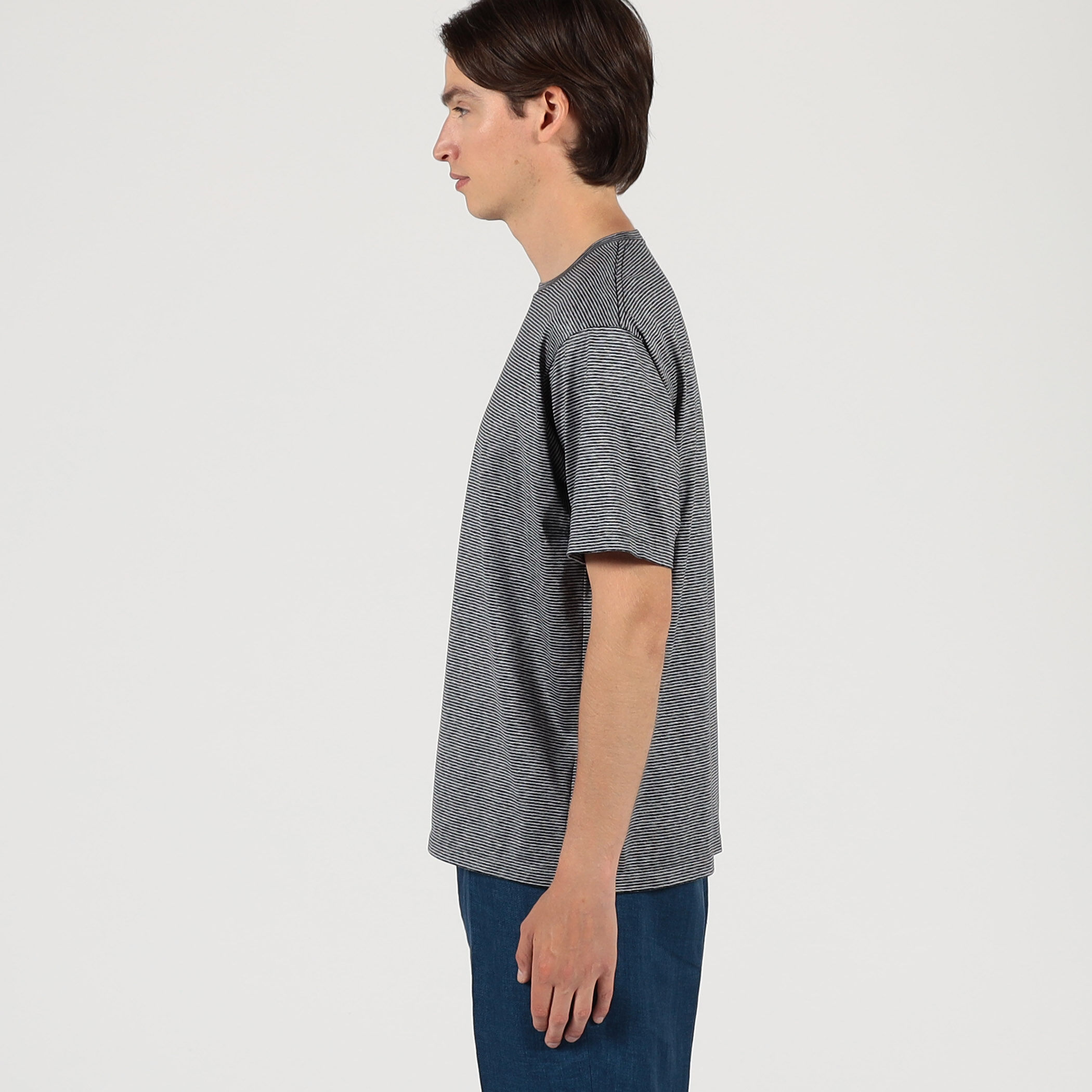 □シルクコットン ボーダー ハーフスリーブ カットソー BOTTO GIUSEPPE