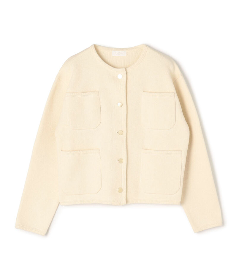 コットンポリエステルダブルフェイス 4ポケットカーディガン