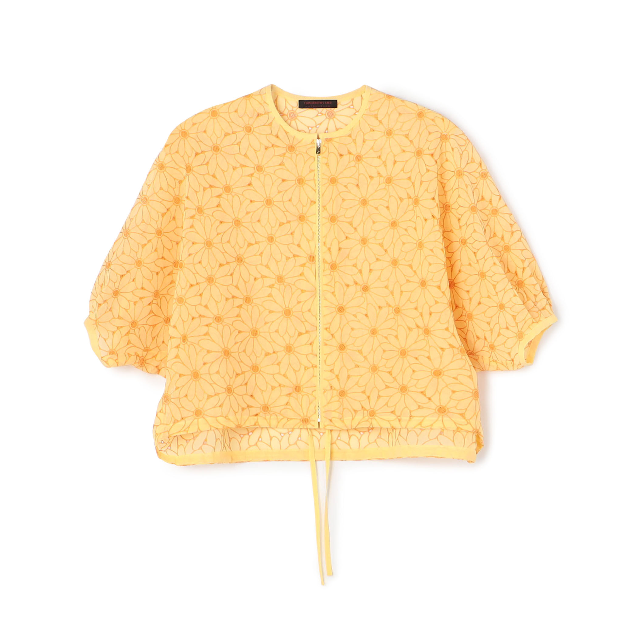 【LANVIN】ロゴ エンブロイダリー ドローストリング フーディ サンフラワーエンブロイダリー ストリングブルゾン