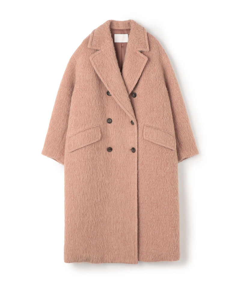 ウールアルパカシャギー ダブルブレストコート
