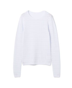 コットンポリエステルアセテートリブ ラウンドネックプルオーバー