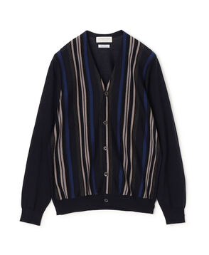 TOMORROWLAND tricot スーパーファインメリノウール ストライプVネックカーディガン S-WOOL