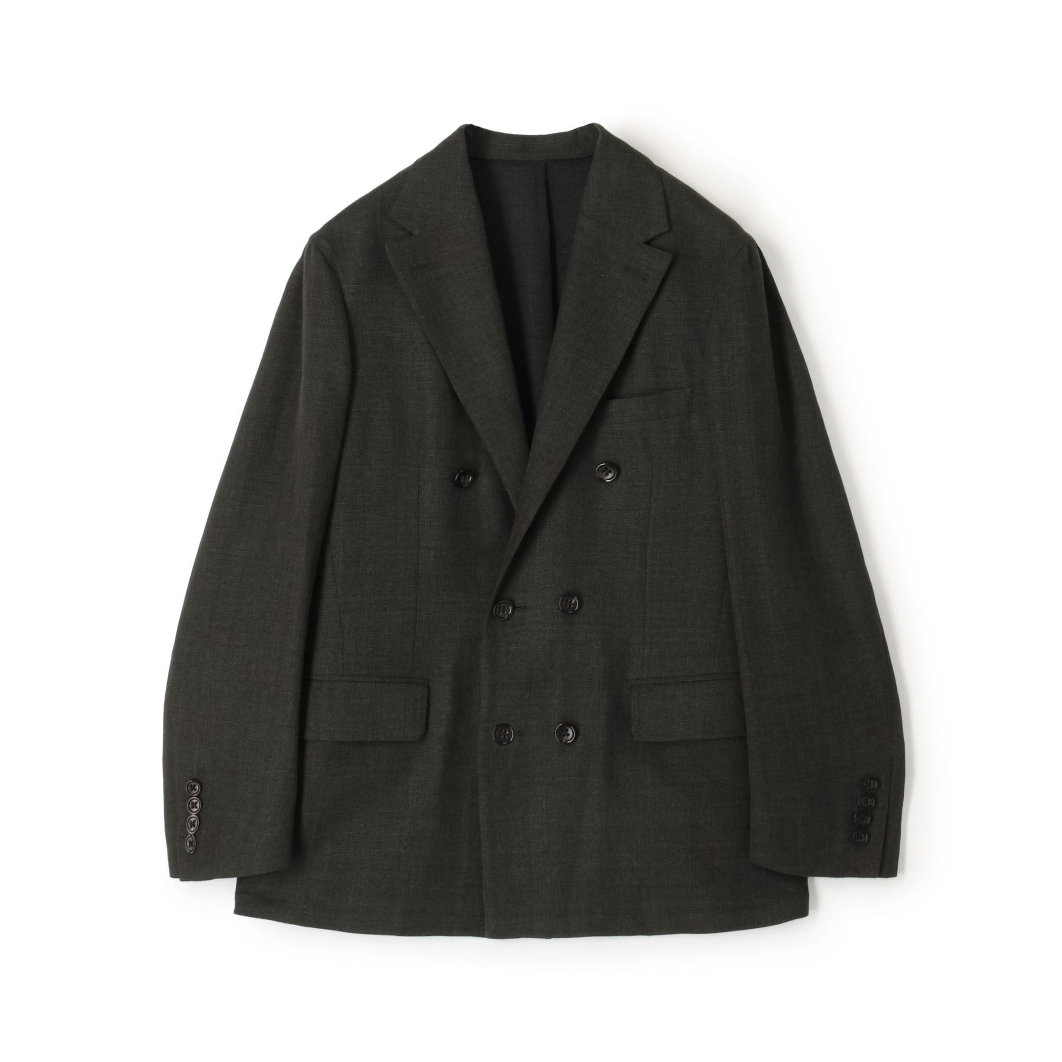 ウールリネンメッシュシャンブレー ダブルブレステッド6Bジャケット