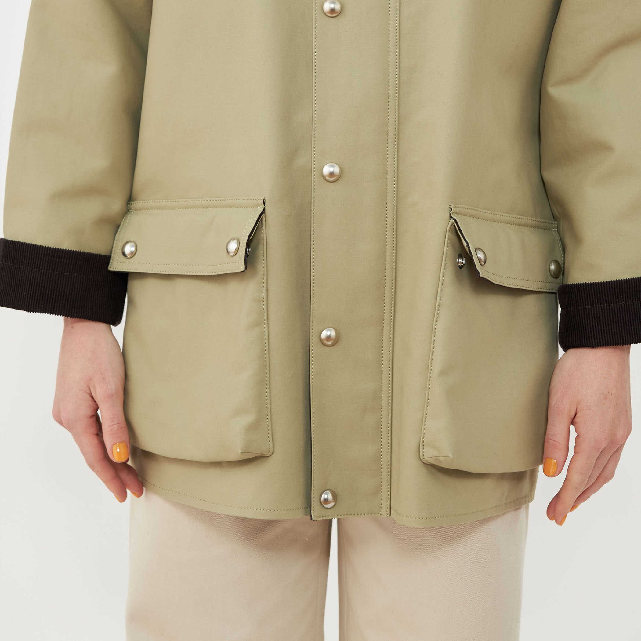 ピーチオイルダブルクロス ステンカラーショートコート