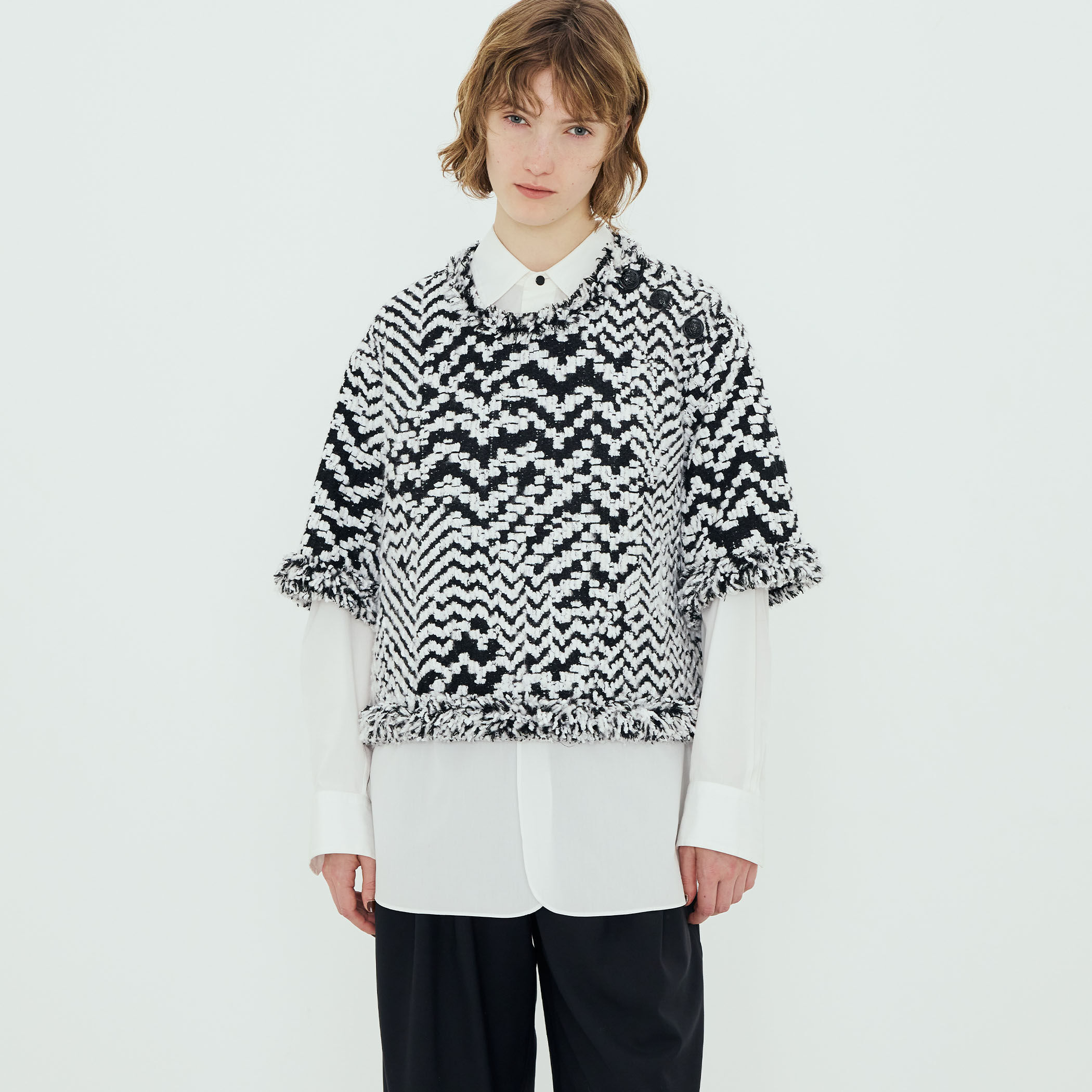 TOMORROWLAND.B ツイードブルゾン　ホワイト　ウール　シルク TOMORROWLAND.B ツイードブルゾン ホワイト ウール シルク 完売前に