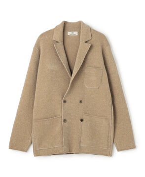 ポリエステルシェニールヤーン ダブルブレステッドニットジャケット