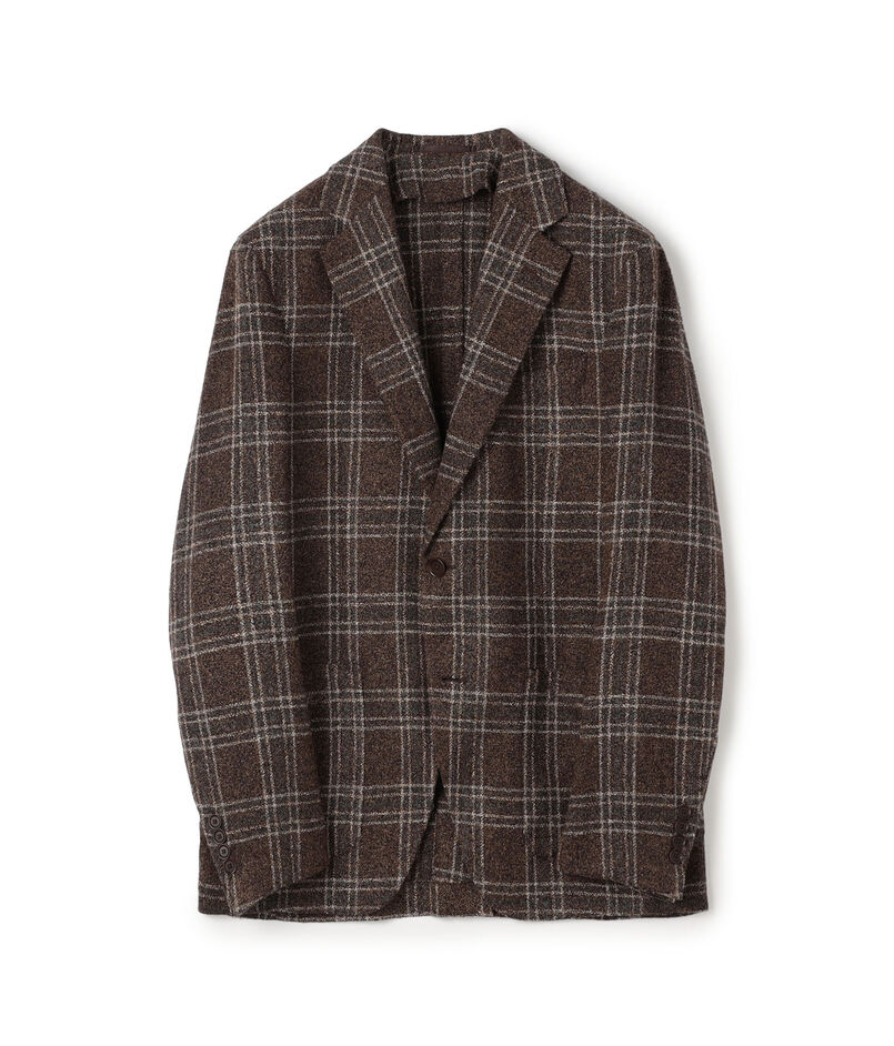 ヴィスコースコットンポリエステル サマーブークレ シングルブレステッド2Bジャケット ANGELICO