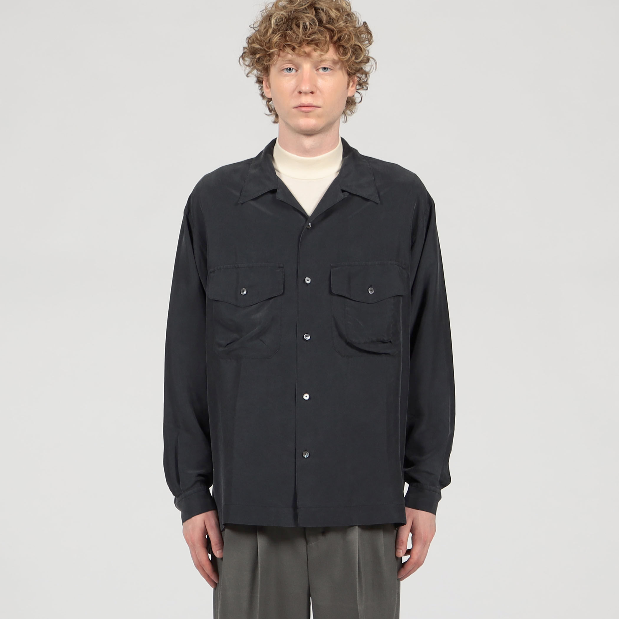 ディッキーズジャケットとトゥモローランドのシャツ □シルク オープンカラー ダブルポケット ロングスリーブシャツ