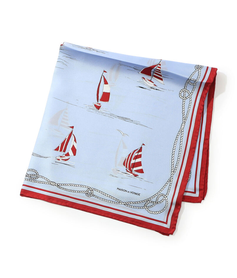 MAISON et VOYAGE シルクツイル ヨットモチーフ スカーフ