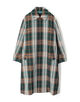 ポリエステル ビッグチェックジャカード ステンカラーコート