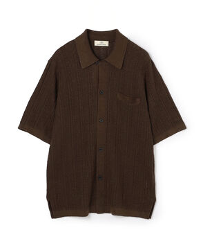 リネンコットンメッシュ ニットシャツ