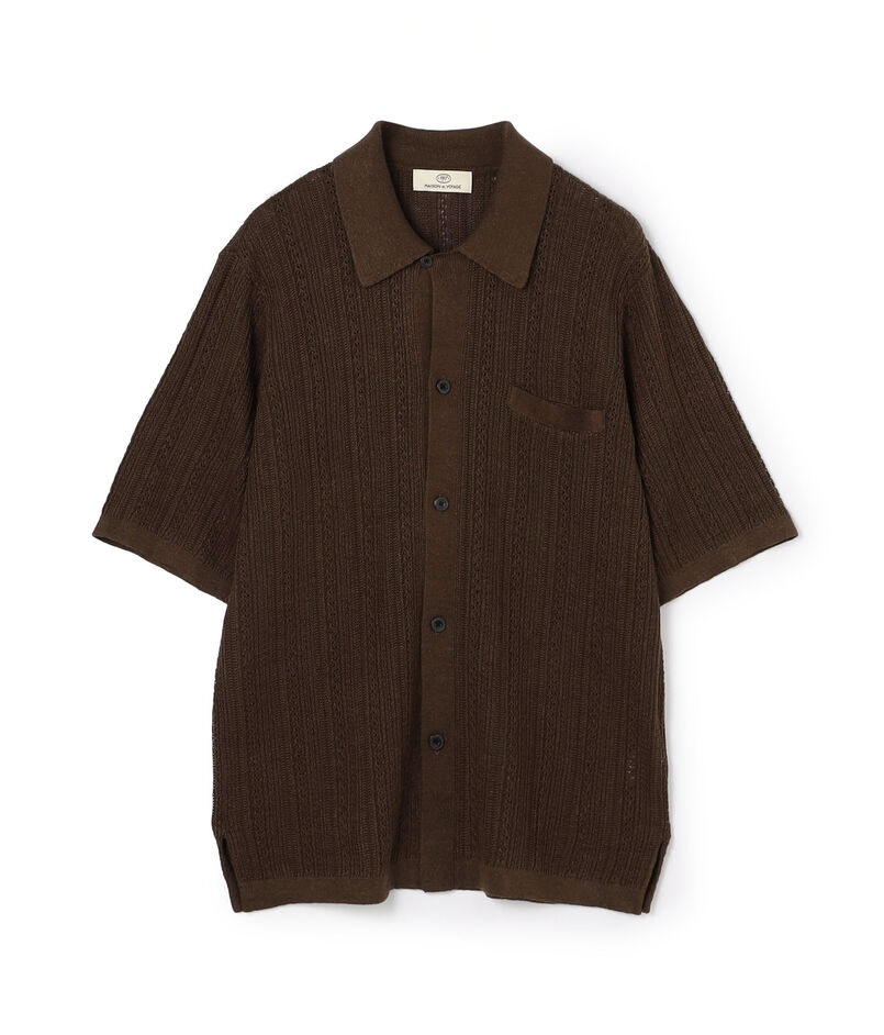 リネンコットンメッシュ ニットシャツ