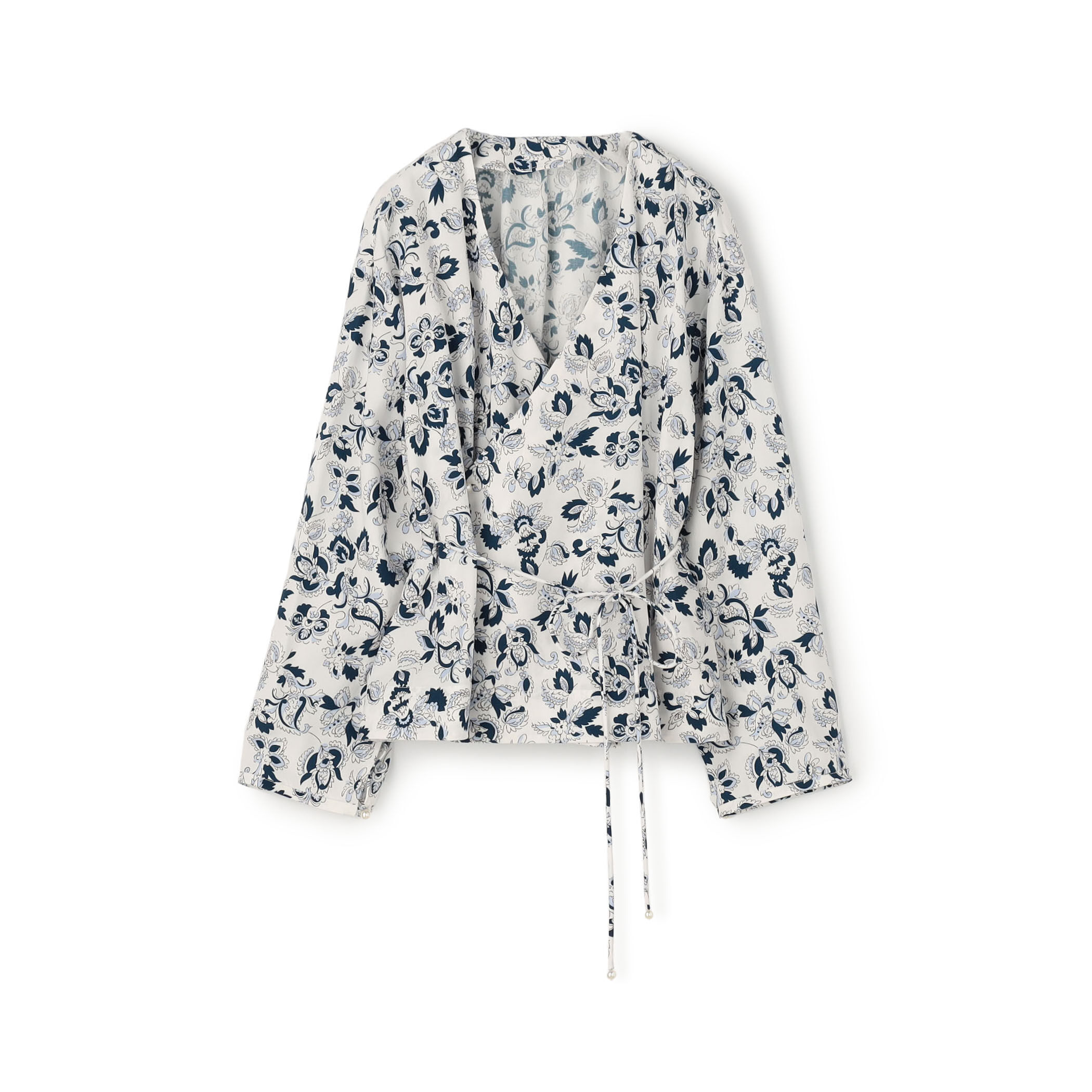 SOULEIADO セルロースリネンプリント カシュクールブラウス item922fac207f0111ef8a1d0242ac