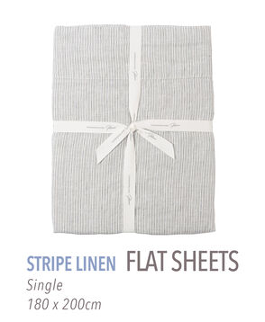 ストライプリネン フラットシーツ（シングル）