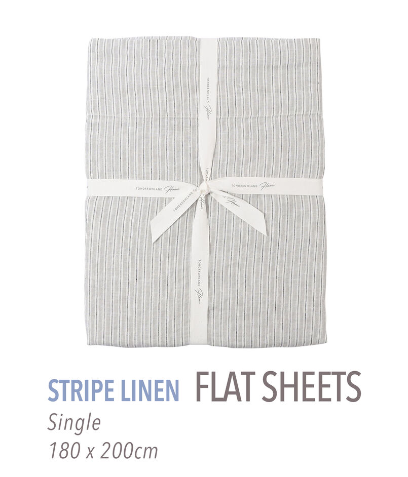 ストライプリネン フラットシーツ（シングル）