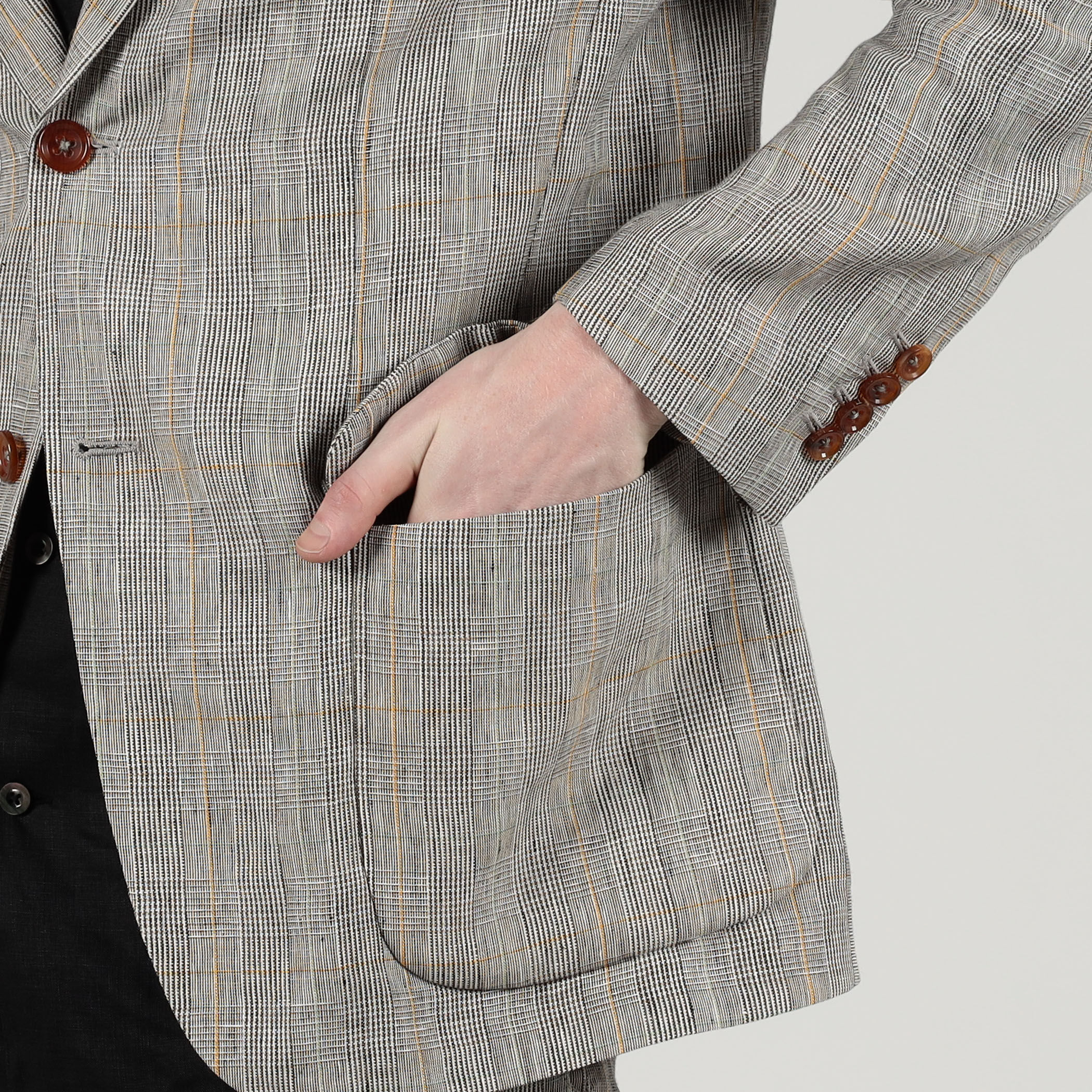 【美品】トゥモローランドピルグリム シルクリネン チェックジャケット 44 美品】トゥモローランドピルグリム シルクリネン チェックジャケット 44