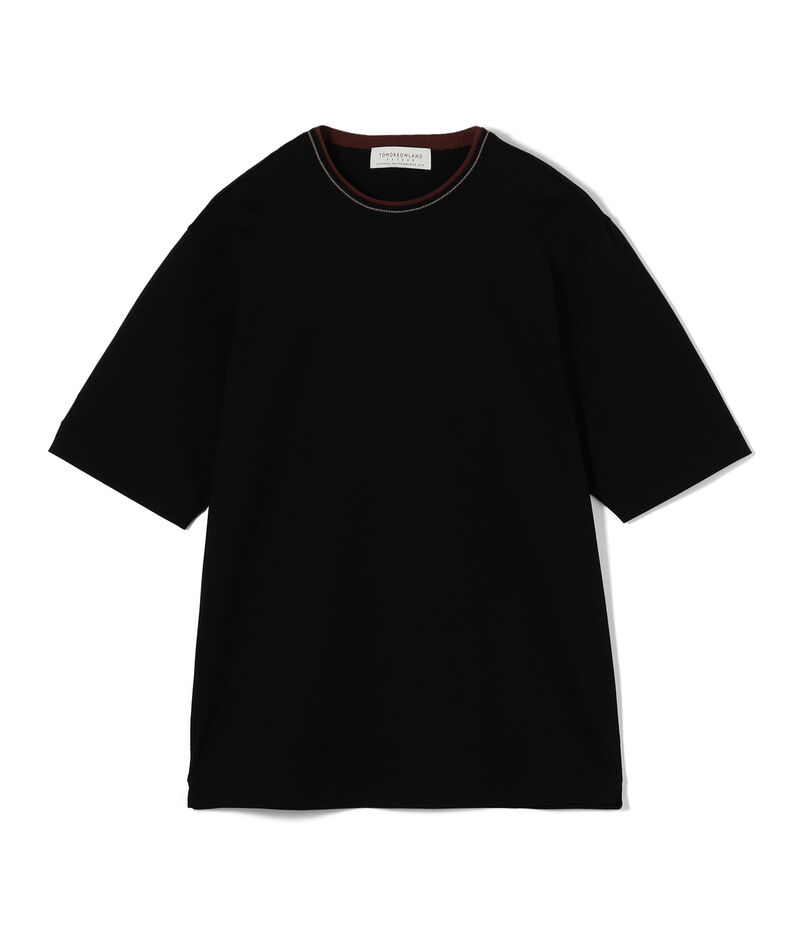 スーピマコットンシルケット リンキングニット襟Tシャツ