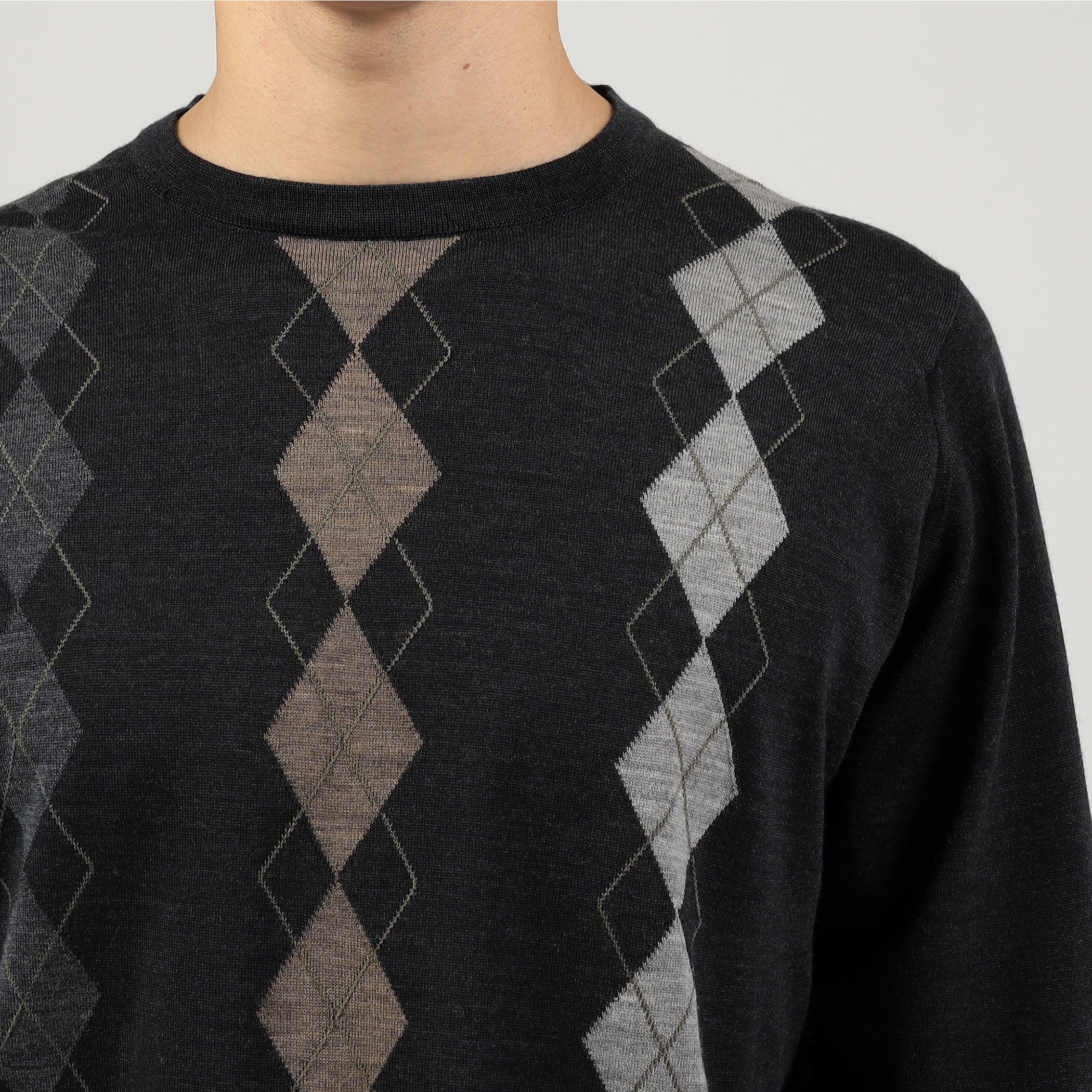 別注】JOHN SMEDLEY ウール アーガイルクルーネック プルオーバー