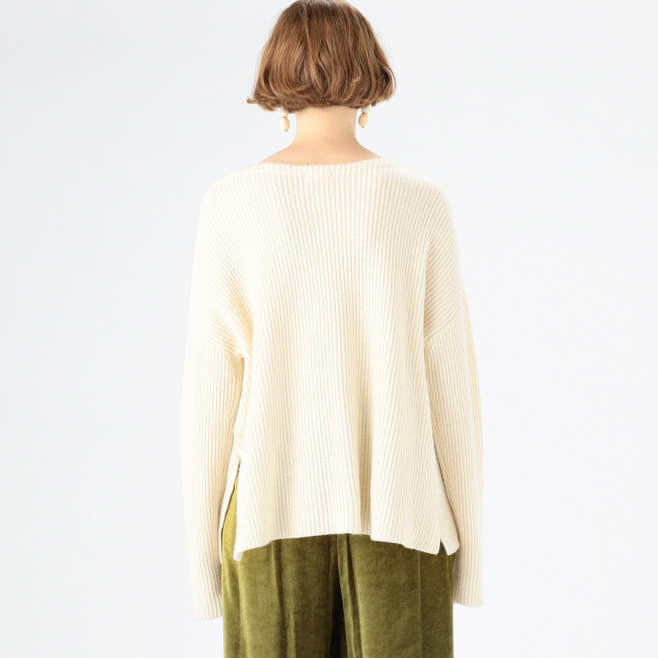 ウールセーブルカシミヤ 2-wayボートネックプルオーバー