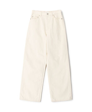 コットンホワイトデニム セミワイドパンツ