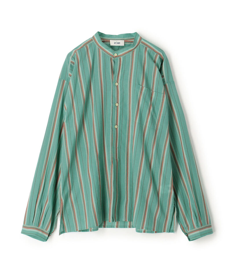 erEvan LICES SHIRT コットン バンドカラープルオーバーシャツ