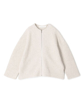 スプリングツイード ノーカラーブルゾン