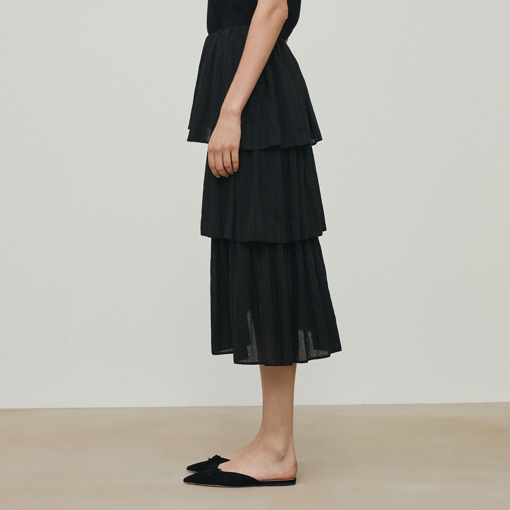 ドットストライプジャガード ティアードスカート｜トゥモローランド