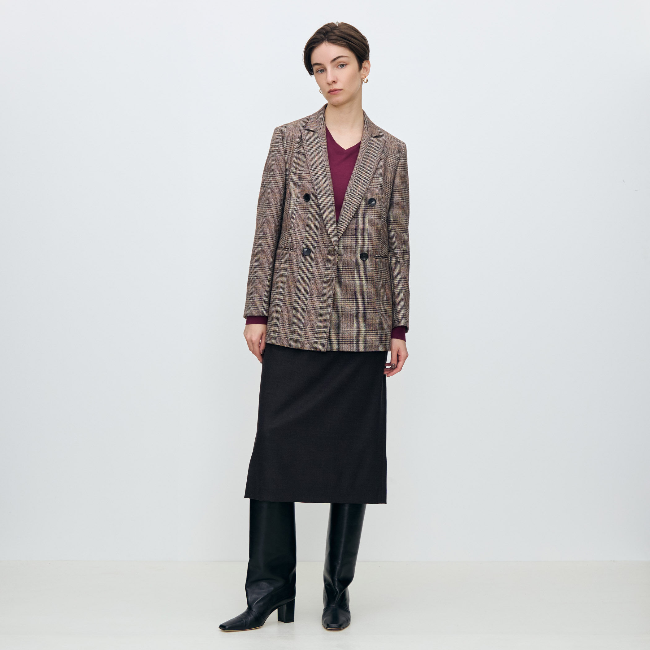 シックバーガンディー ダブルブレストジャケット｜トゥモローランド