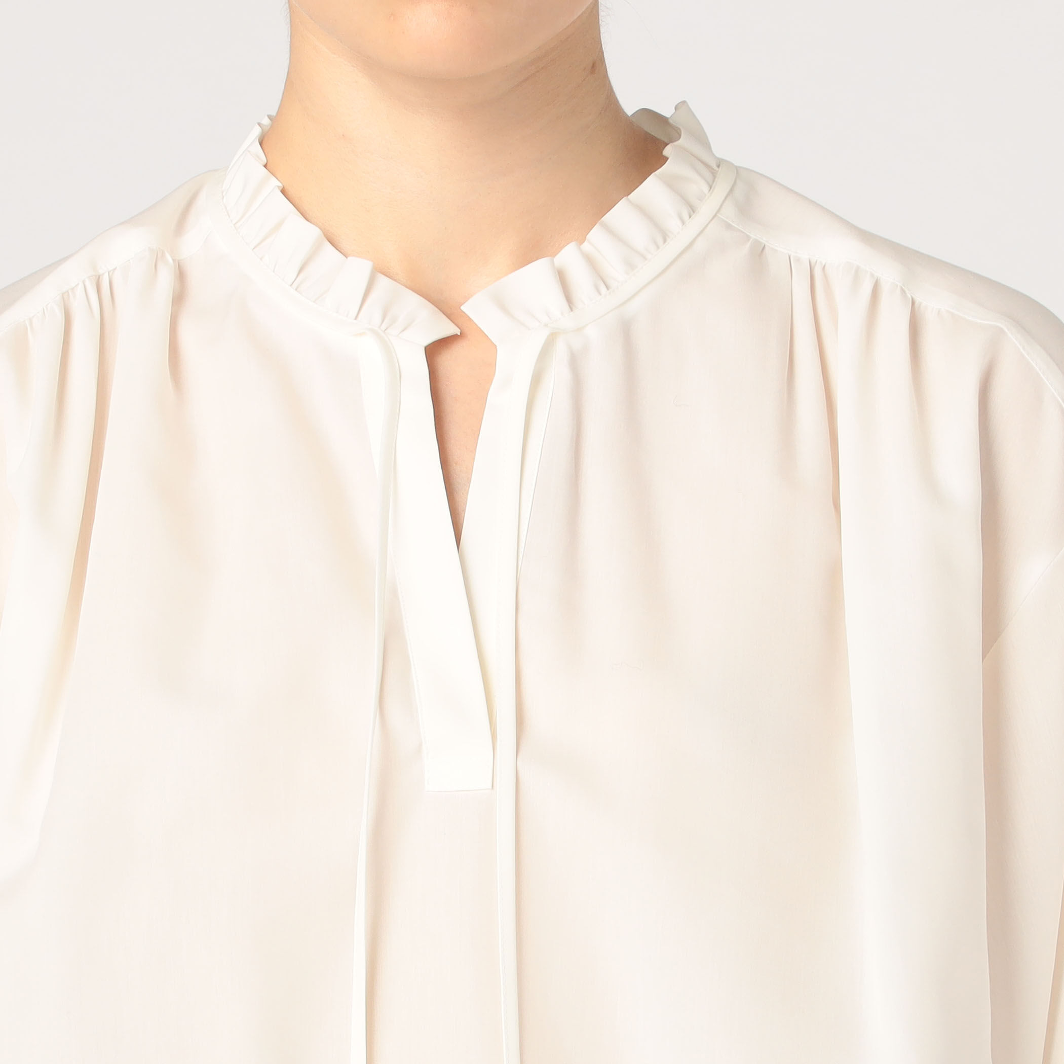 CELINEフリルラウンドカラーブラウス コットンポプリン RANAN（ラナン） ブラウス シャツ 「新色追加」ビッグカラーフリル