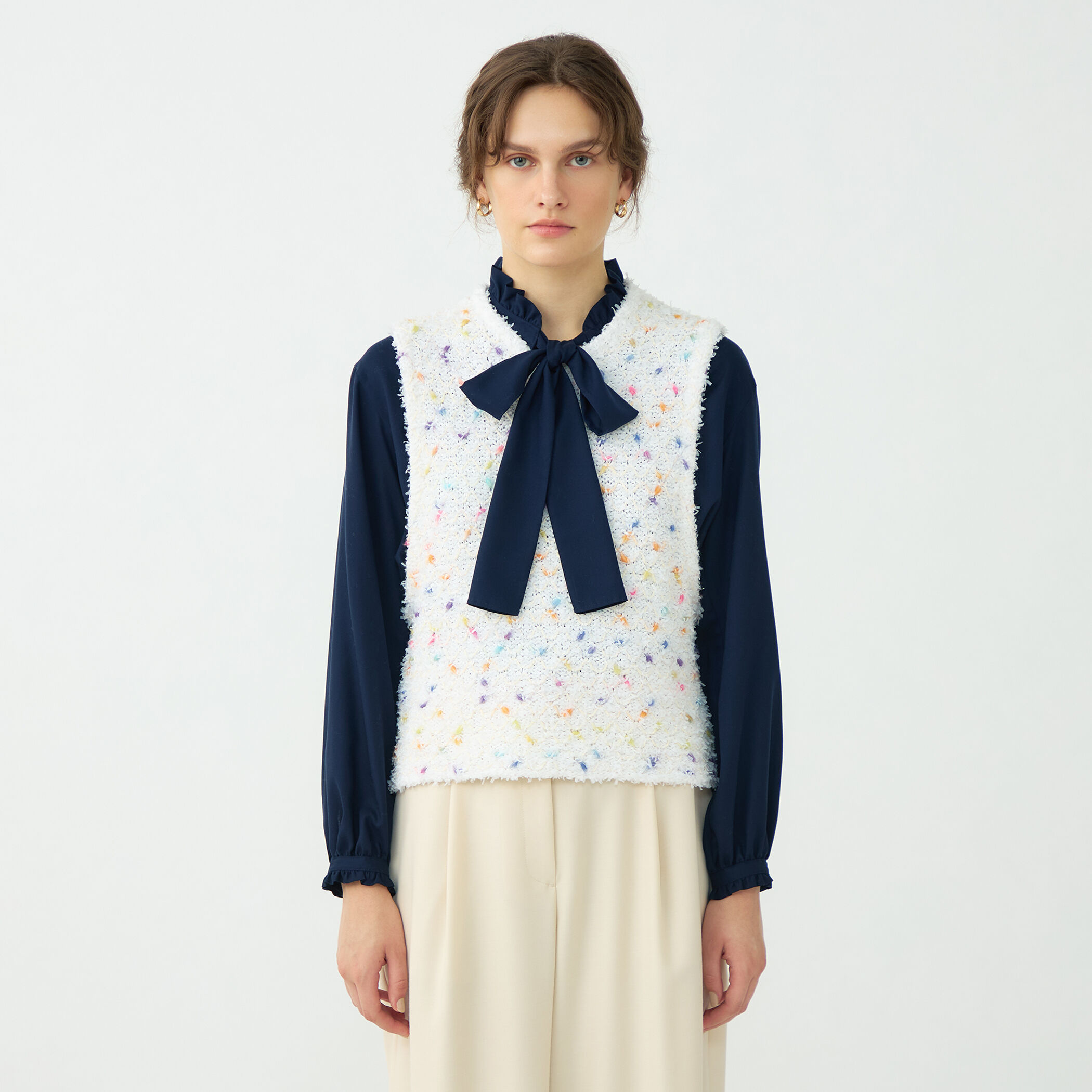 マテリアルカラーミックス クルーネックベスト｜トゥモローランド 公式通販