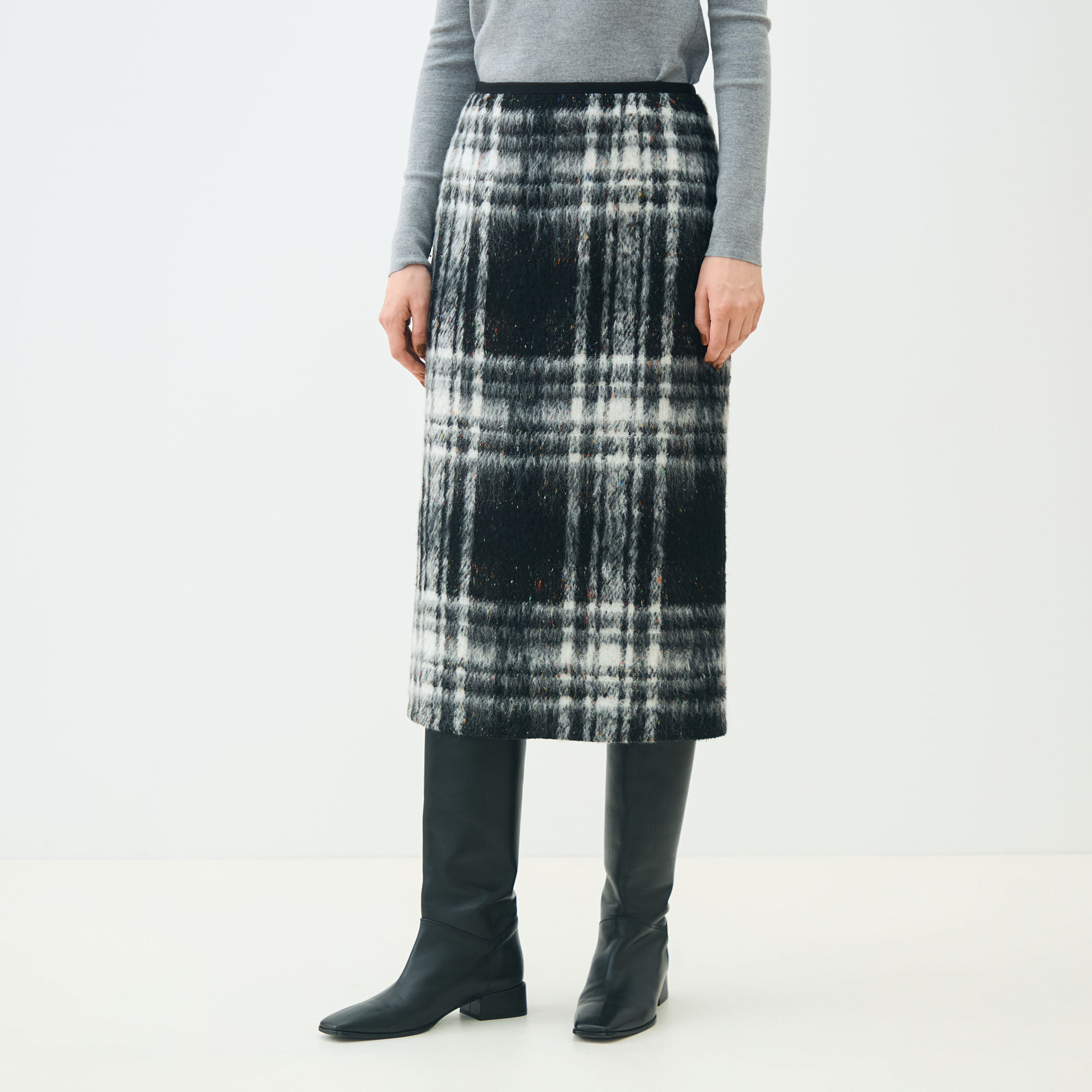 カラーネップチェック タイトストレートスカート｜トゥモローランド