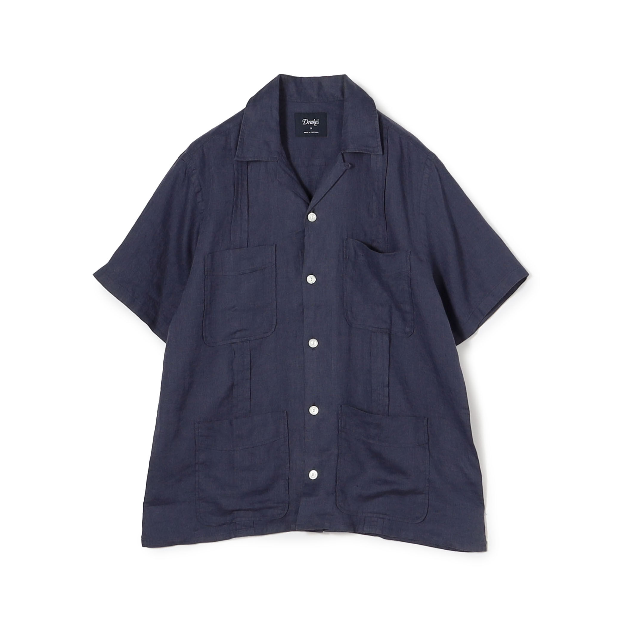 drakes ドレイクス　リネンカバーオール　Sサイズ Drake´s リネン カバーオール シャツジャケット ネイビー S